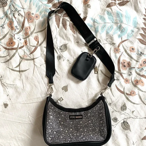 Steve Madden Rhinestone Bag with Adjustable Strap and Chain Strap 🤍🖤 - Picture 5 of 11